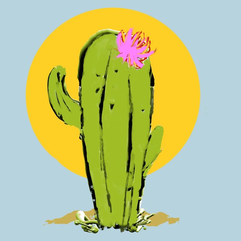 Cactus avec fleur abstraite