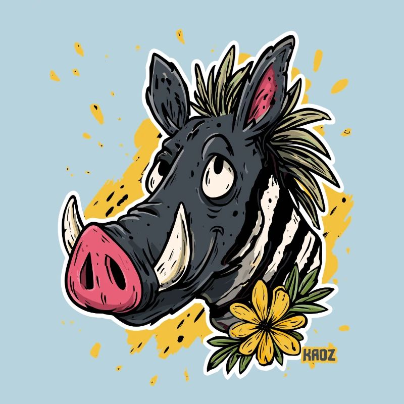Dessin animé Warthog Fleur de zèbre