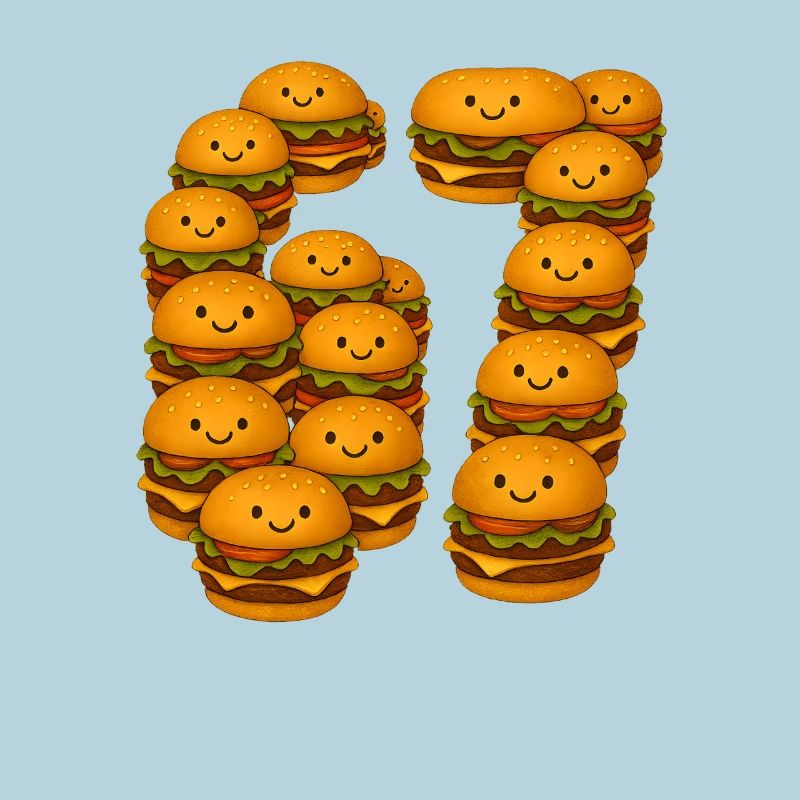 Lustiges 67 Meme mit Burger