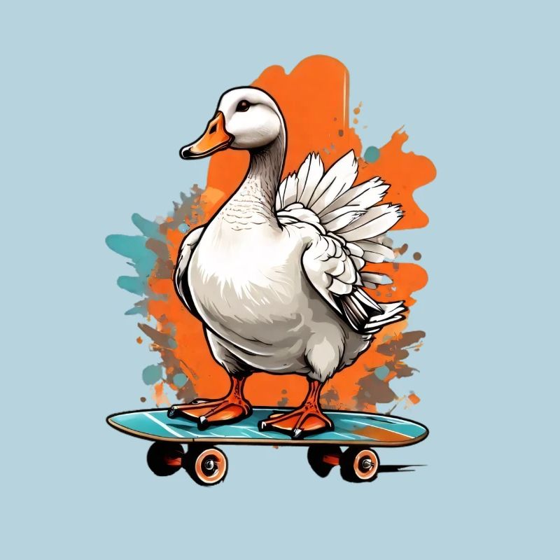 Duck on skateboard