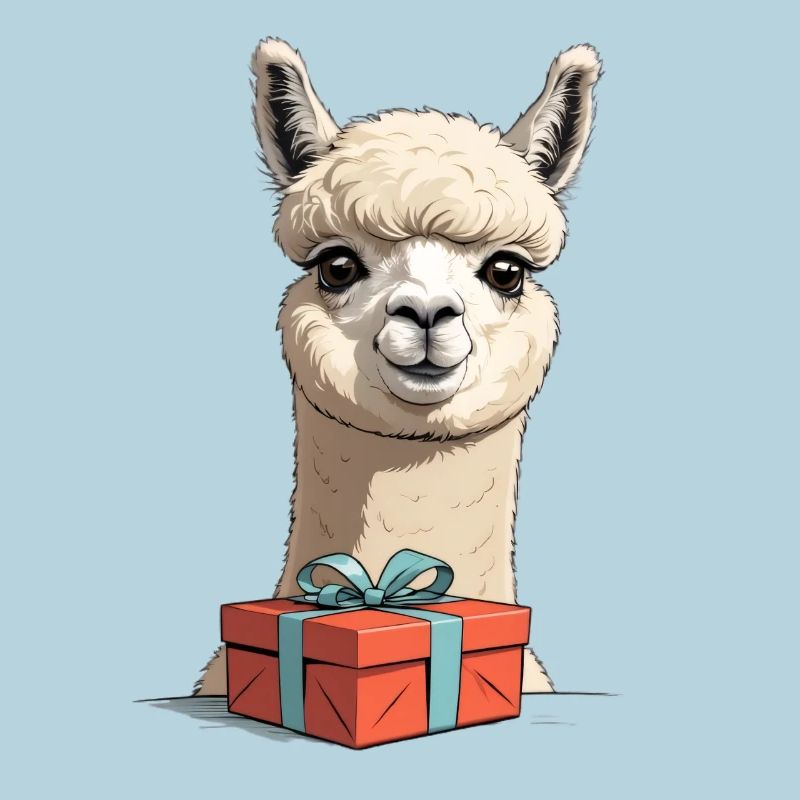 Alpaka mit Geschenk