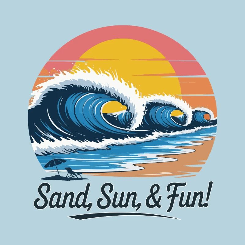 Retro Beach Wave Sunset