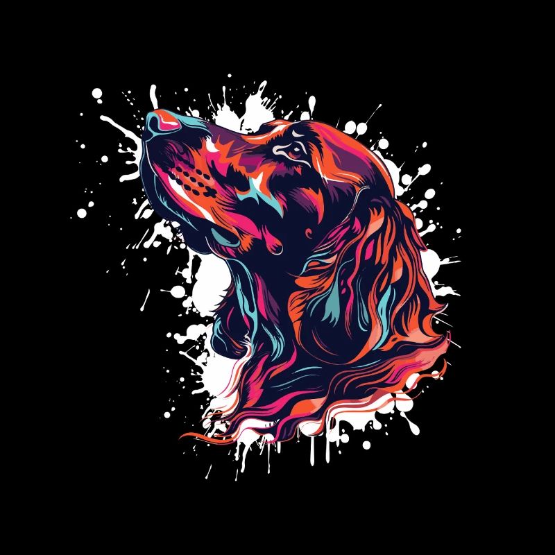 Tête de chien colorée éclaboussures Art