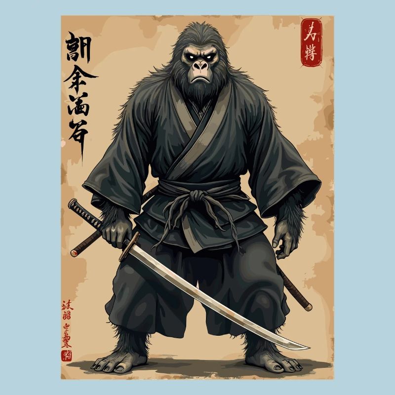 Gorilla Samurai mit Katana