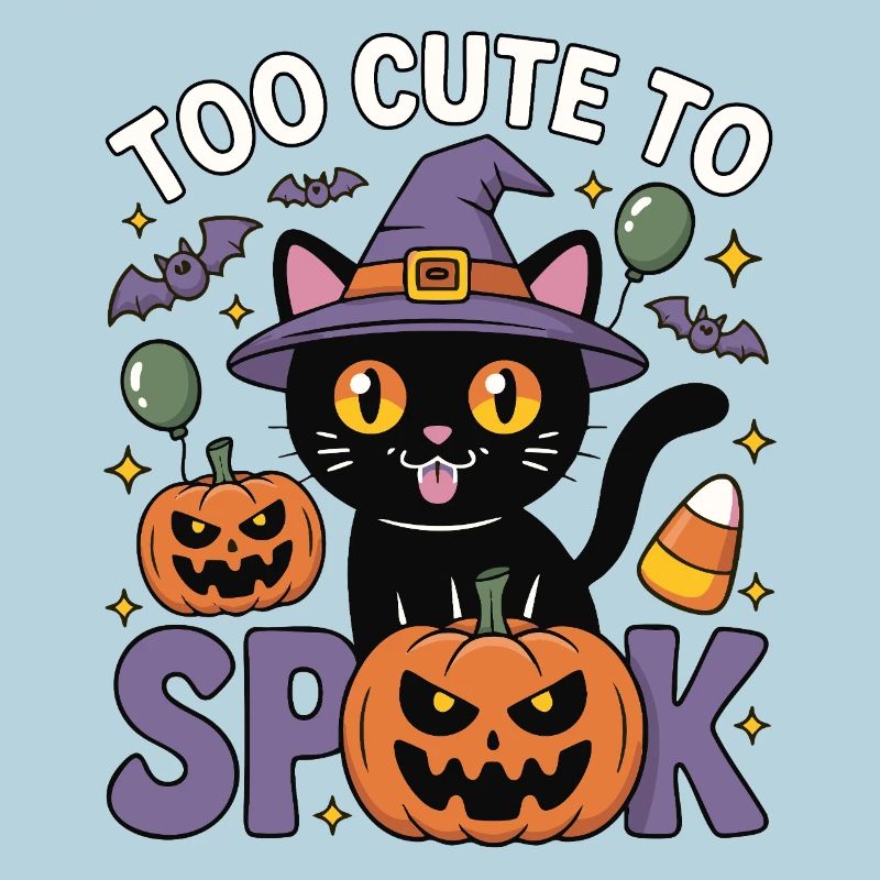 Trop mignon pour être effrayé - Chat sorcière mignon