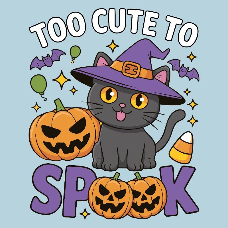 Trop mignon pour être effrayé - Chat sorcière mignon
