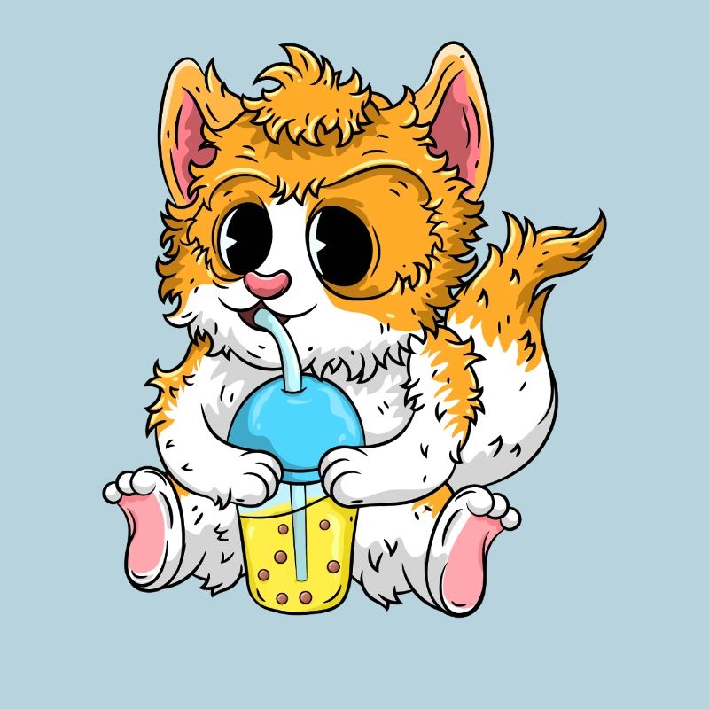 Süße Katze mit Bubble Tea