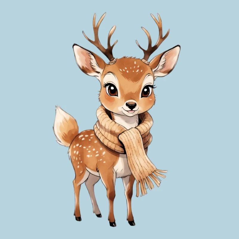 Cerf d’hiver avec écharpe