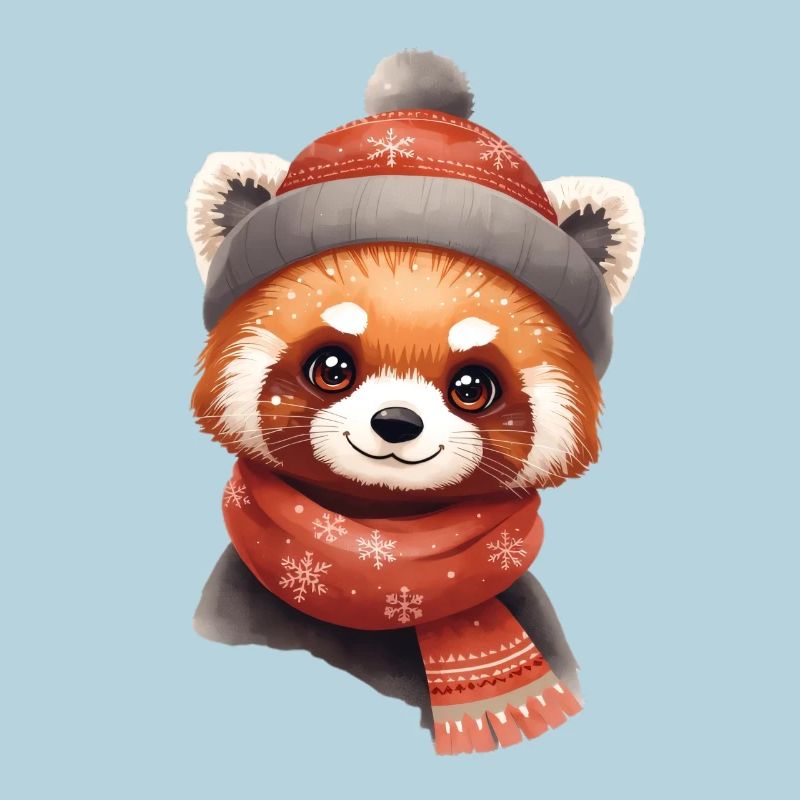 Panda d’hiver avec chapeau et écharpe