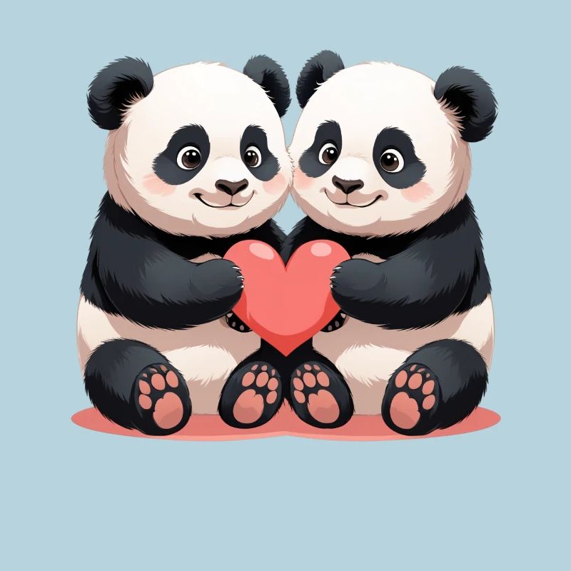 Panda Heart Duo Cuddle Time