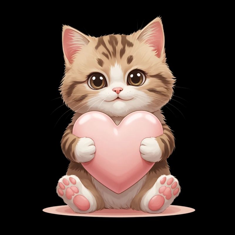 Cuddly kitten with heart