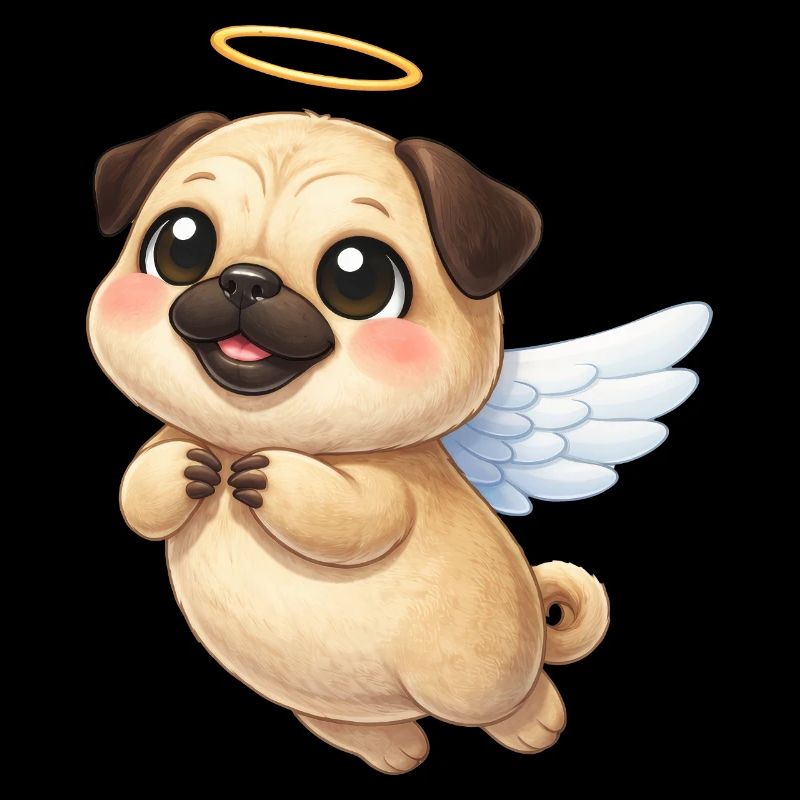 Ange de dessin animé carlin mignon avec des ailes