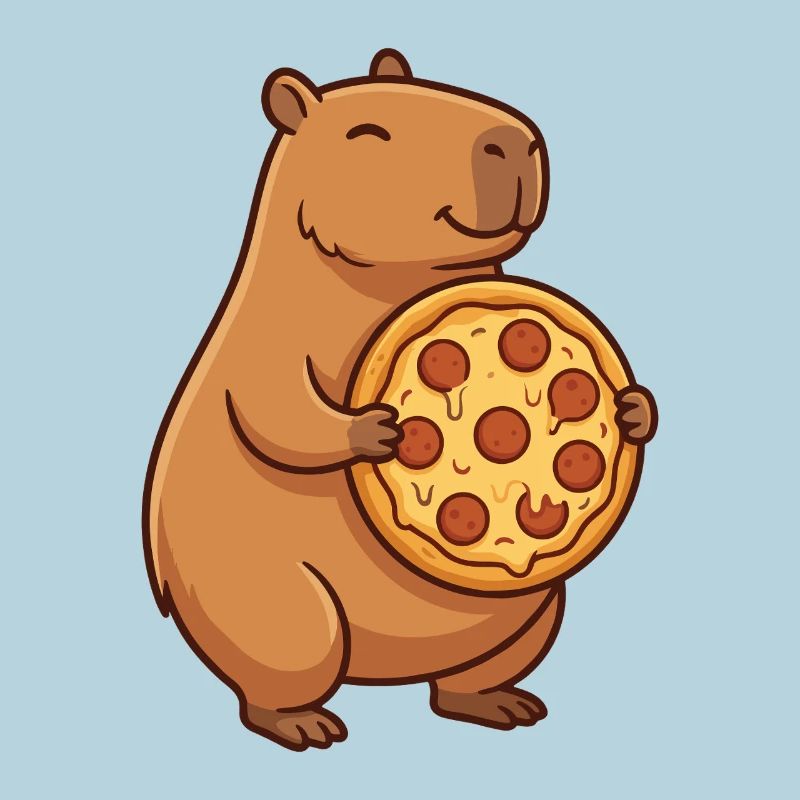 Capybara avec pizza