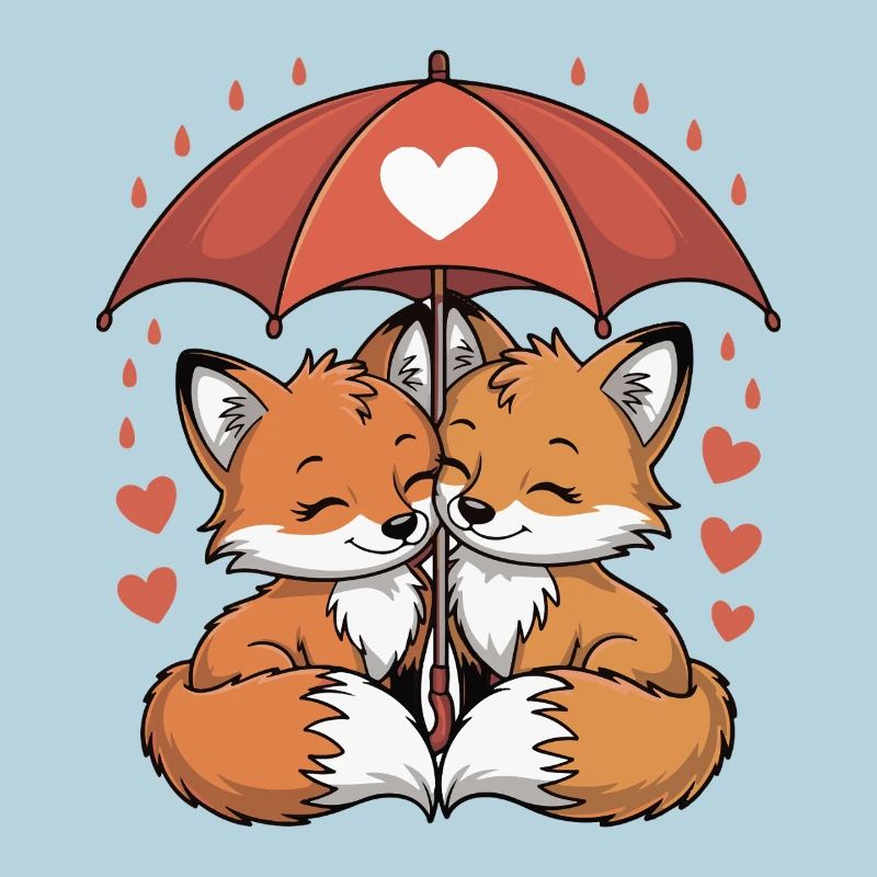 Fuchs Comic Paar Liebe