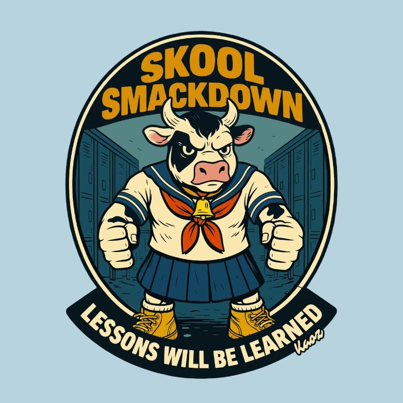 Cow showdown in school