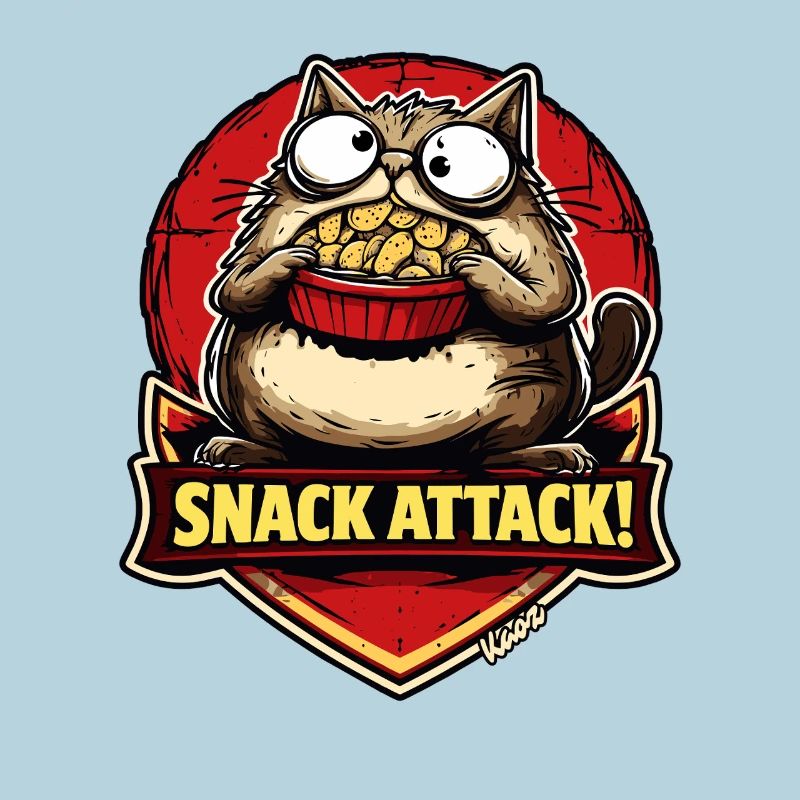 Snack attack cat with popcorn