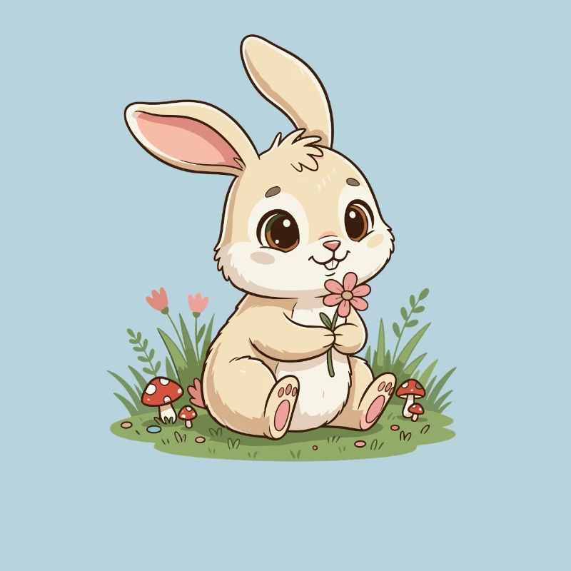 Lapin câlin avec une fleur