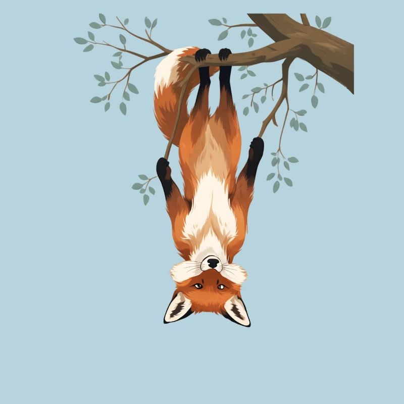 Fuchs hängt von Ast