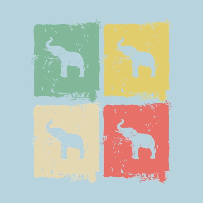 Elephant Quadri Pastel Pattern