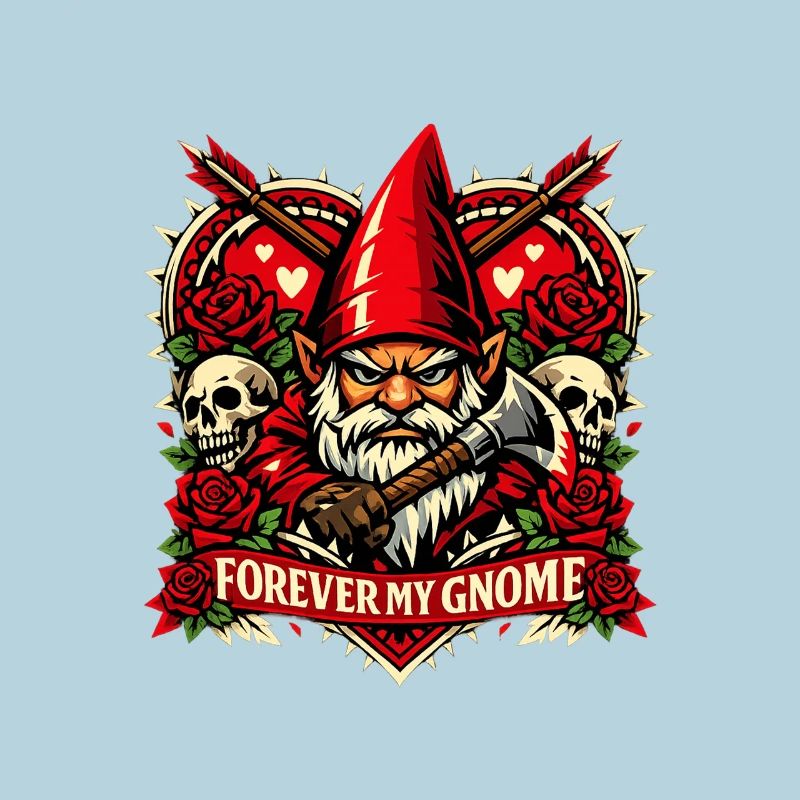 Evil Gnome, Dark Gnome, Goth Gnome, Funny Gnome
