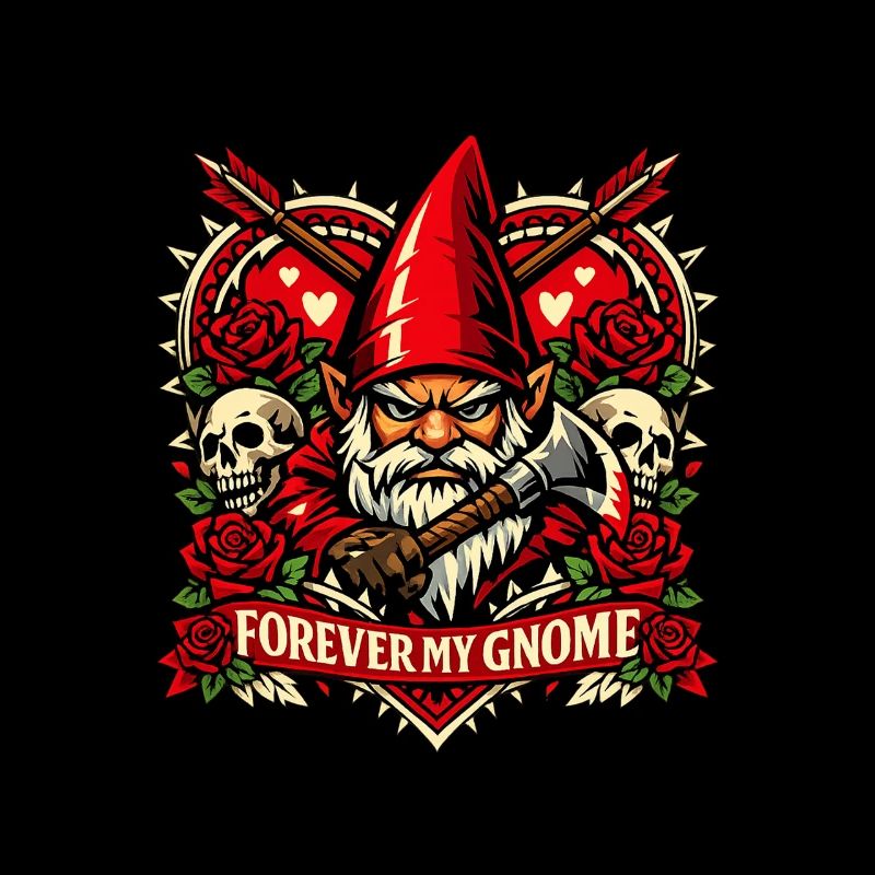 Evil Gnome, Dark Gnome, Goth Gnome, Funny Gnome