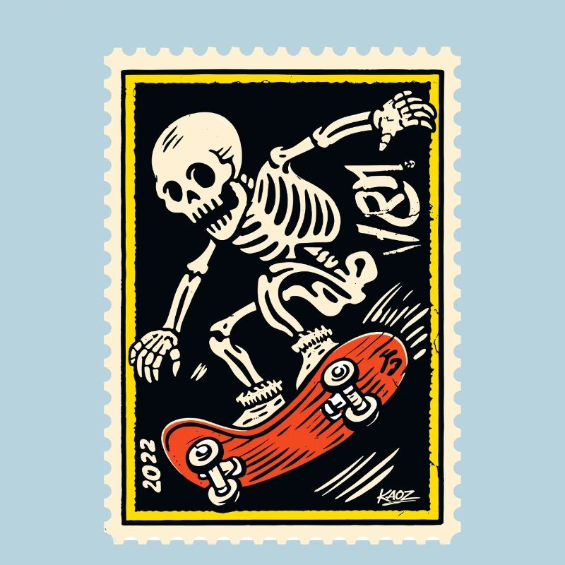 Skeleton Skater on Skateboard