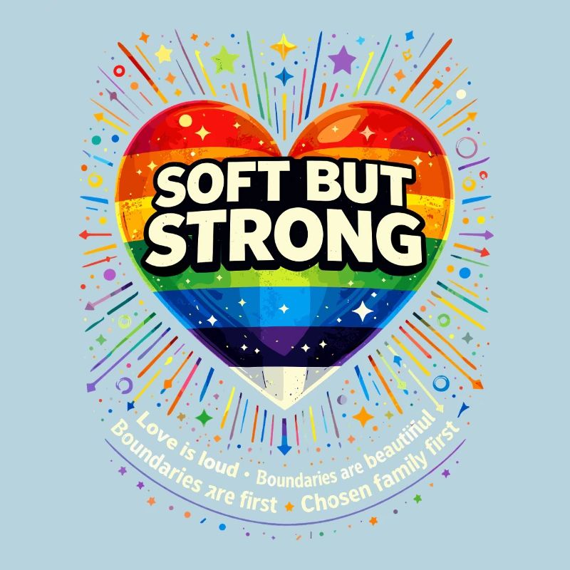 Soft But Strong Pride Herz Neon Heart  Regenbogen