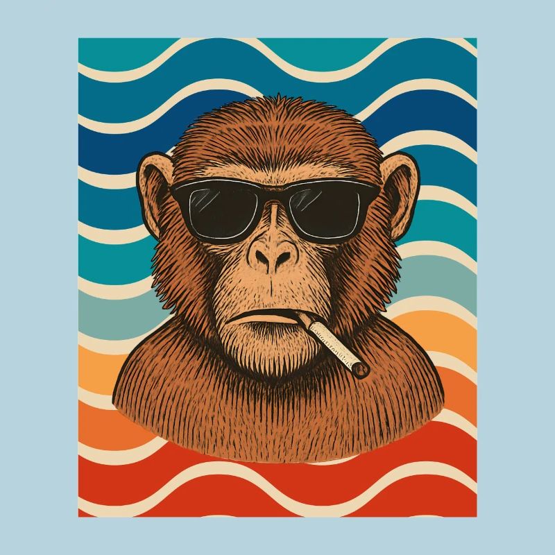 Wellen-Chimp mit Sonnenbrille