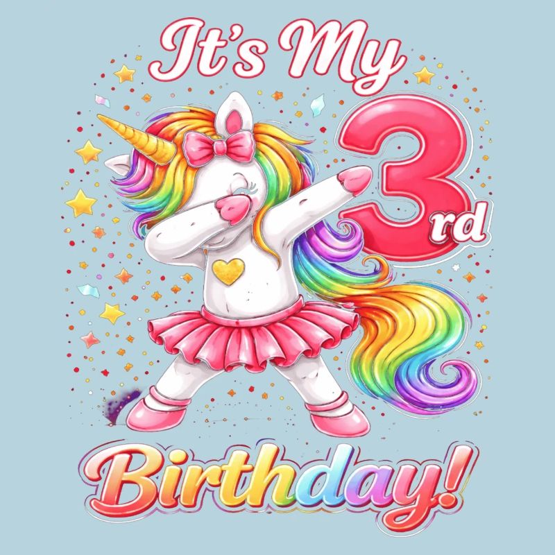 Dritter Geburtstag Einhorn Regenbogen