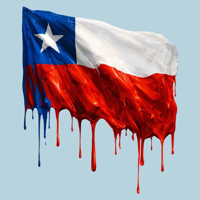 Chile Flagge Tropfende Farbfläche