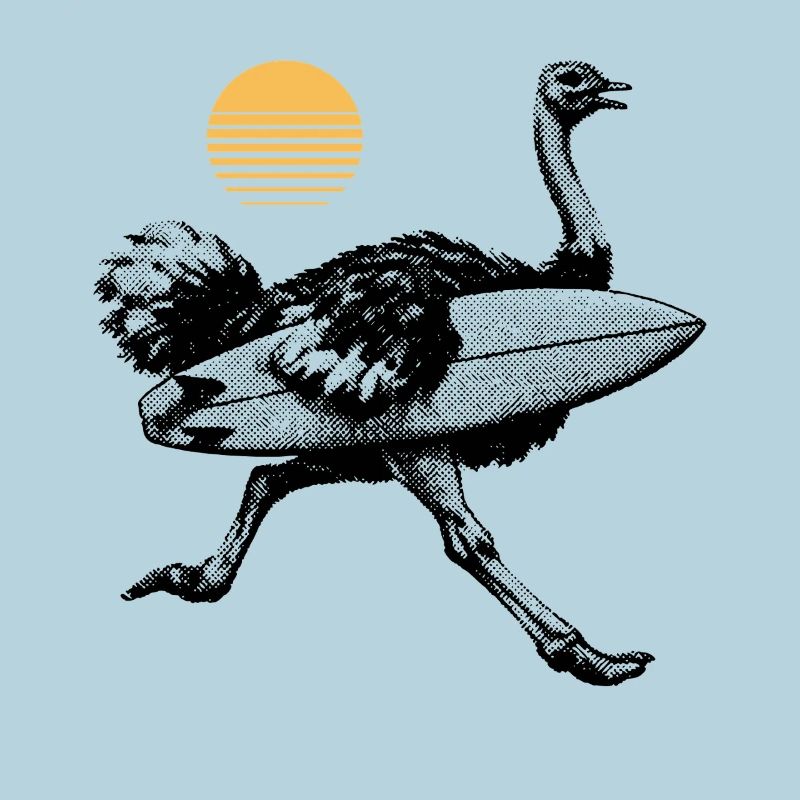 Strauß mit Surfbrett