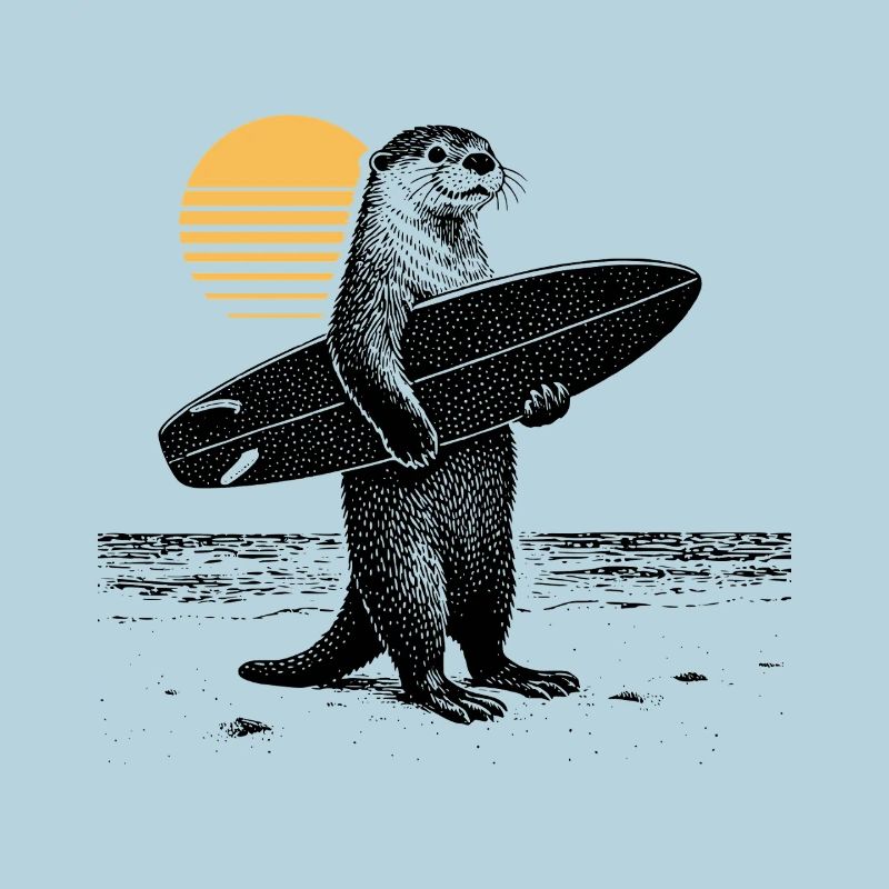 Otter with surfboard