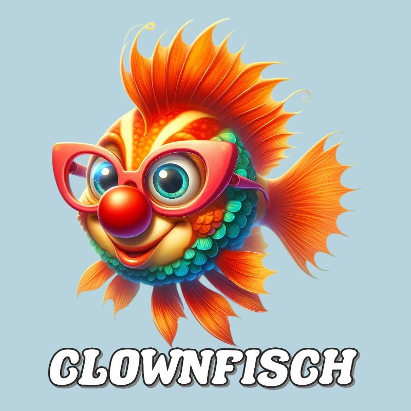 Clownfisch mit Brille Cartoon Farbenfroh