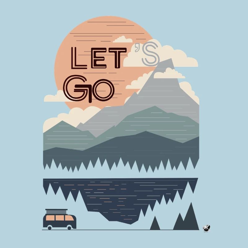 Sonne, Berge, Wald, See und Bus Lets go