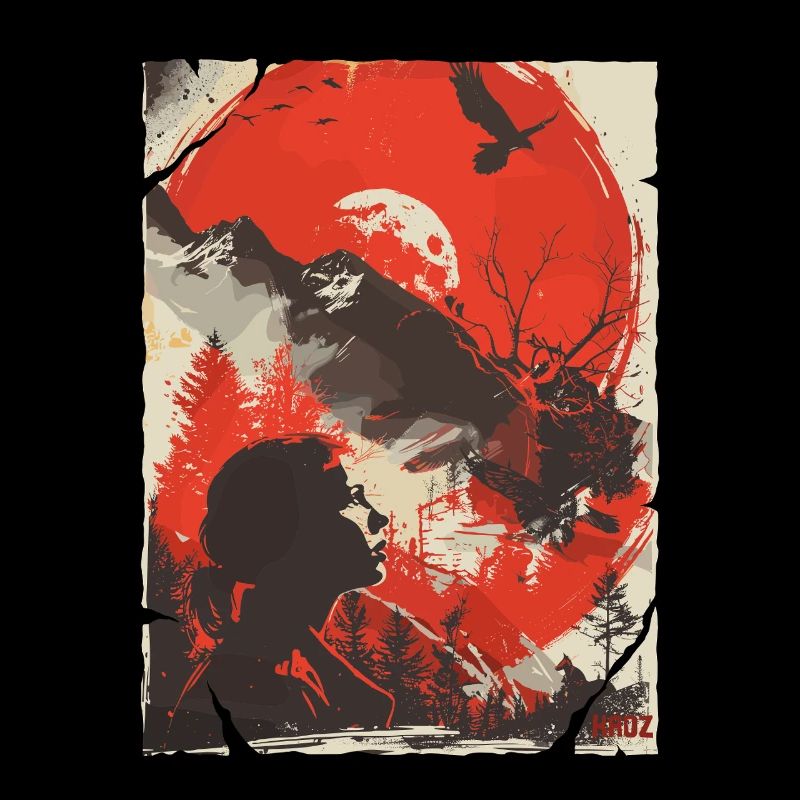 Red Moon Wilderness Silhouette