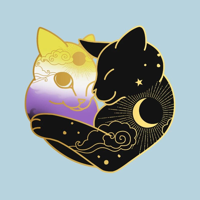 Nonbinary Cat Celestial Heart LGBT Pride Flag