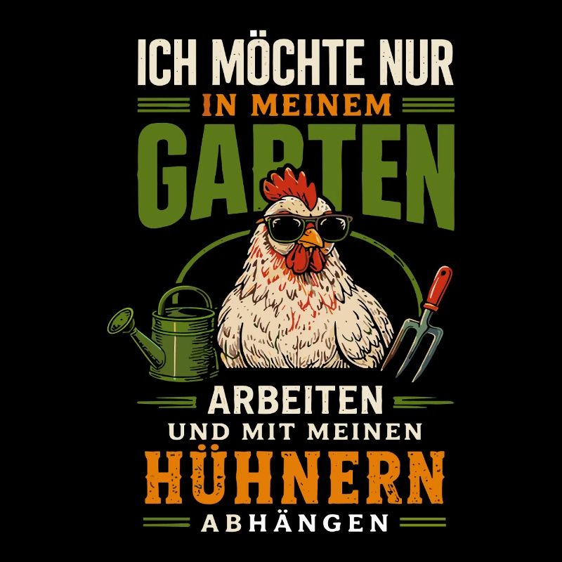Gartenarbeit mit Hühnern Abhängen