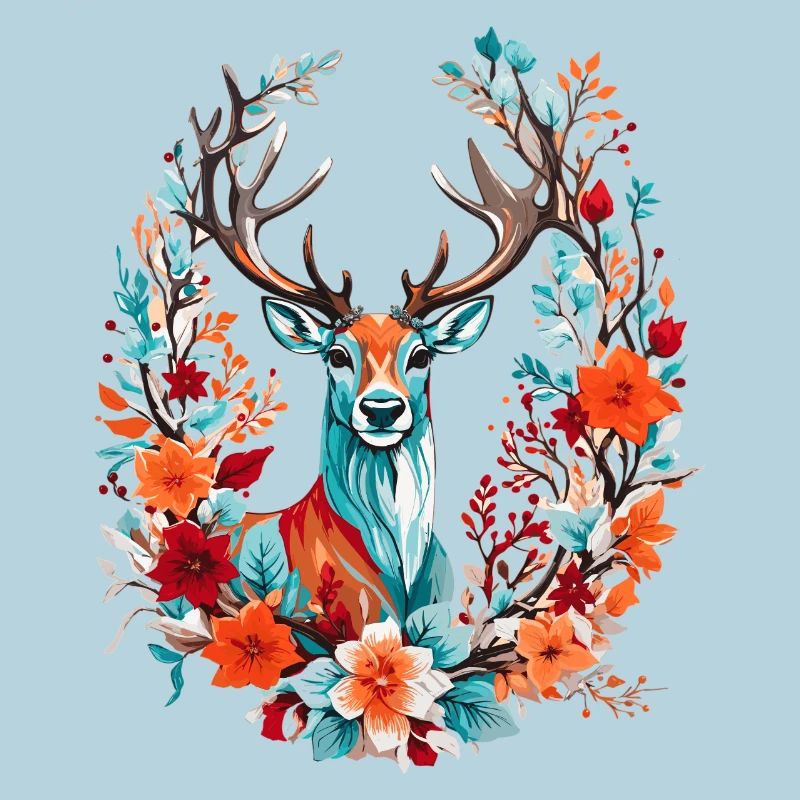 Hirsch mit Blumen