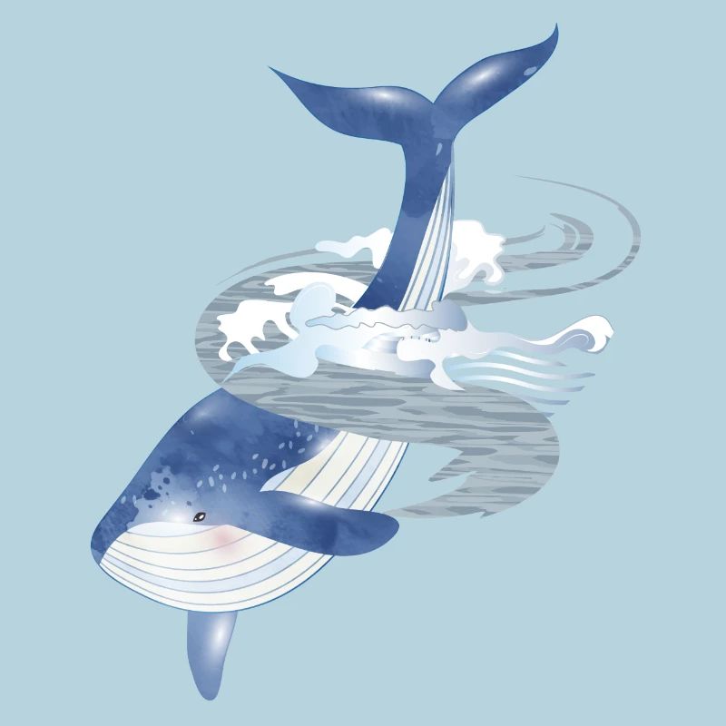 poisson rorqual bleu dans l’océan avec aileron de baleine