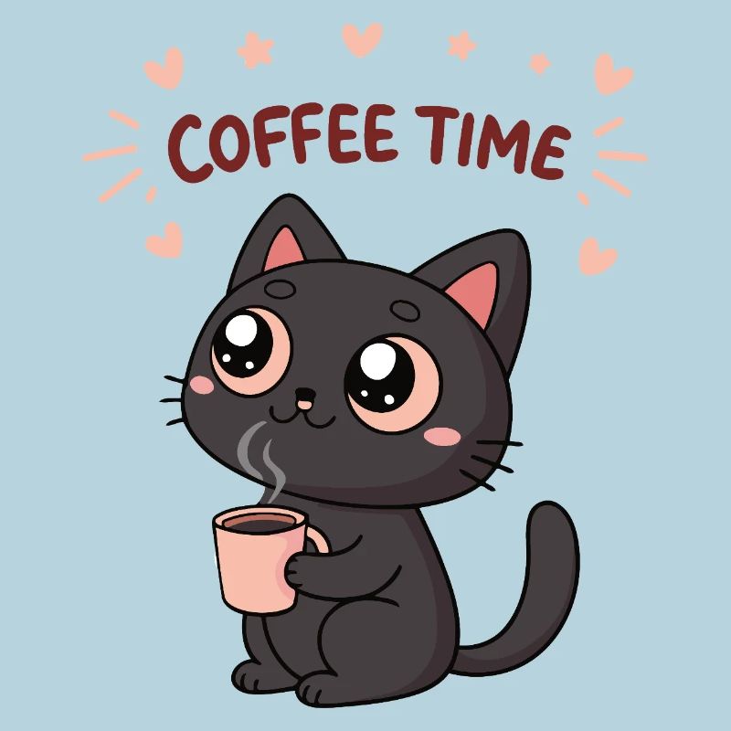 Chat Noir Café Heureux