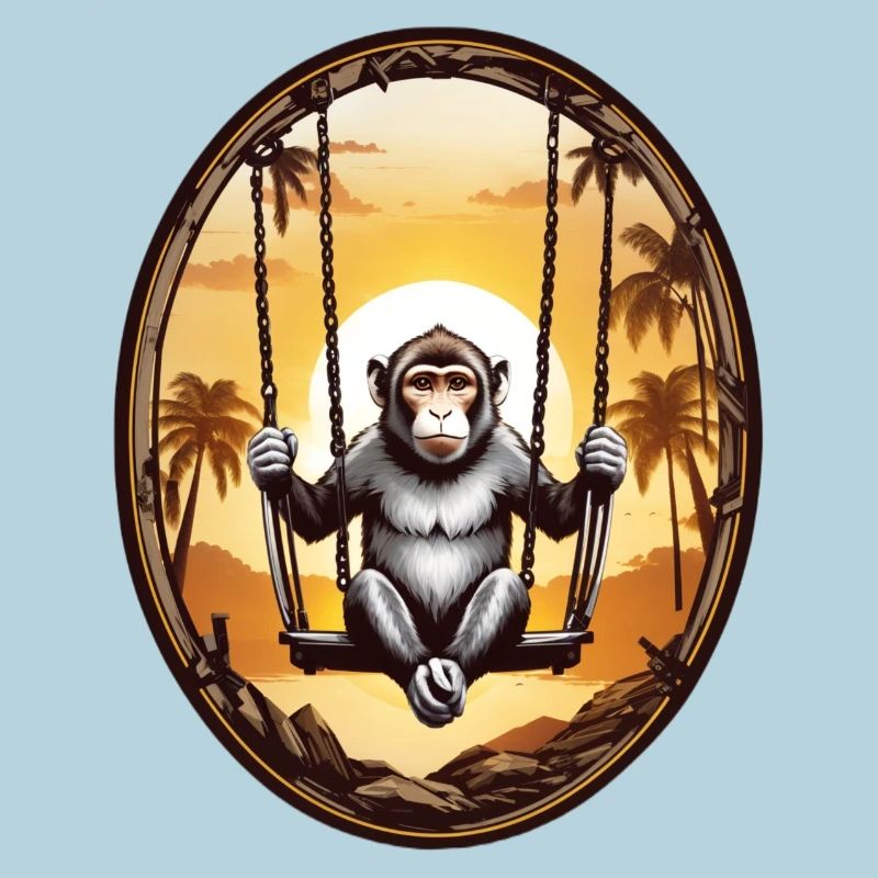 Singe sur balançoire