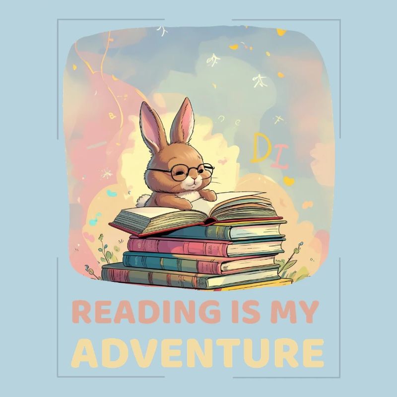 Rabbit reading with adventure style