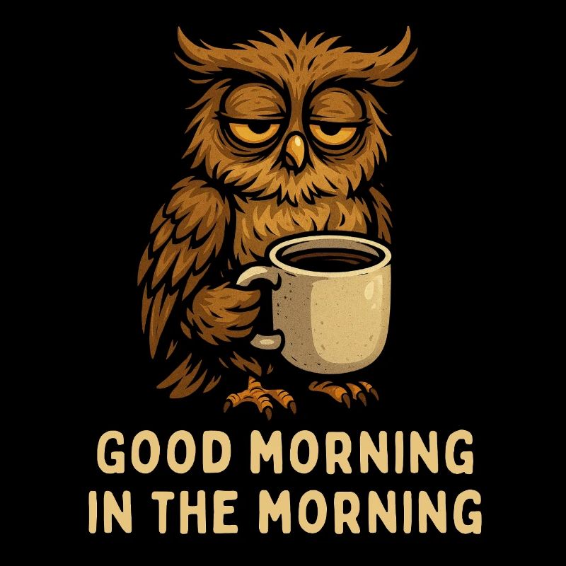 Sleepy Owl with Coffee