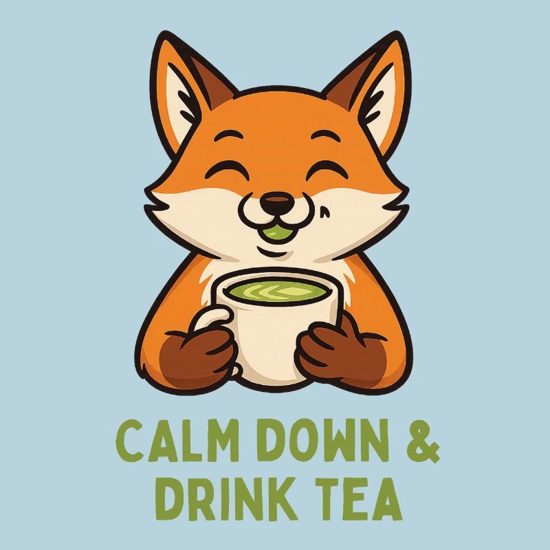 Fuchs entspannt Tee trinken