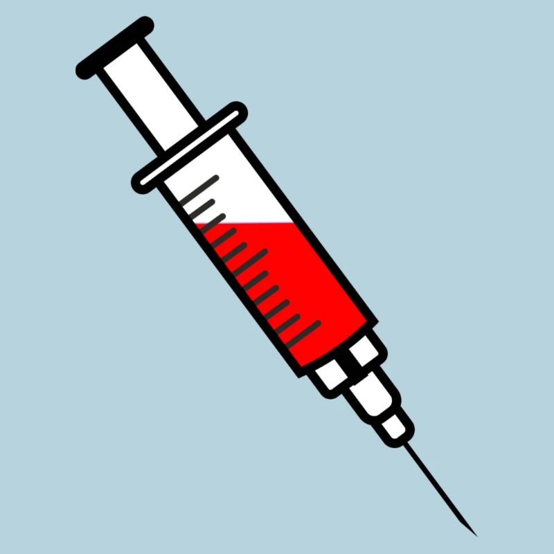 Impfspritze mit rotem flüssigem Medikament