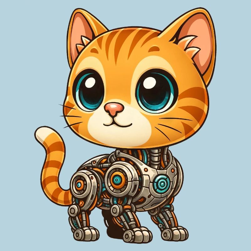 chat mignon dessin animé cyborg robot robot chat