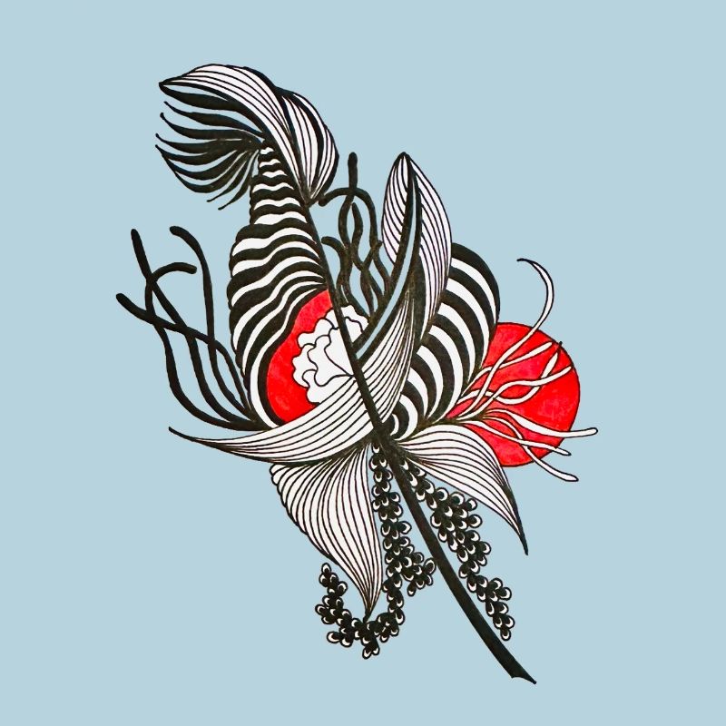 Fleur rayée contrastée