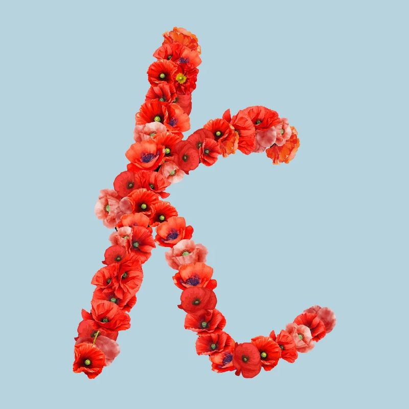 Initial K aus Mohnblumen
