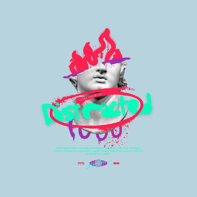 Neon Graffiti Bust Collage