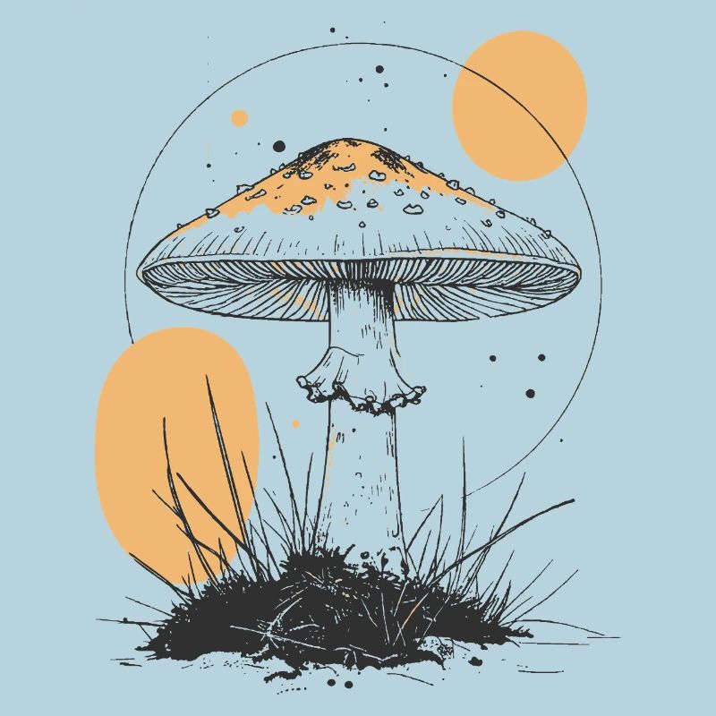 Moonlight Forest Mushroom Silhouette